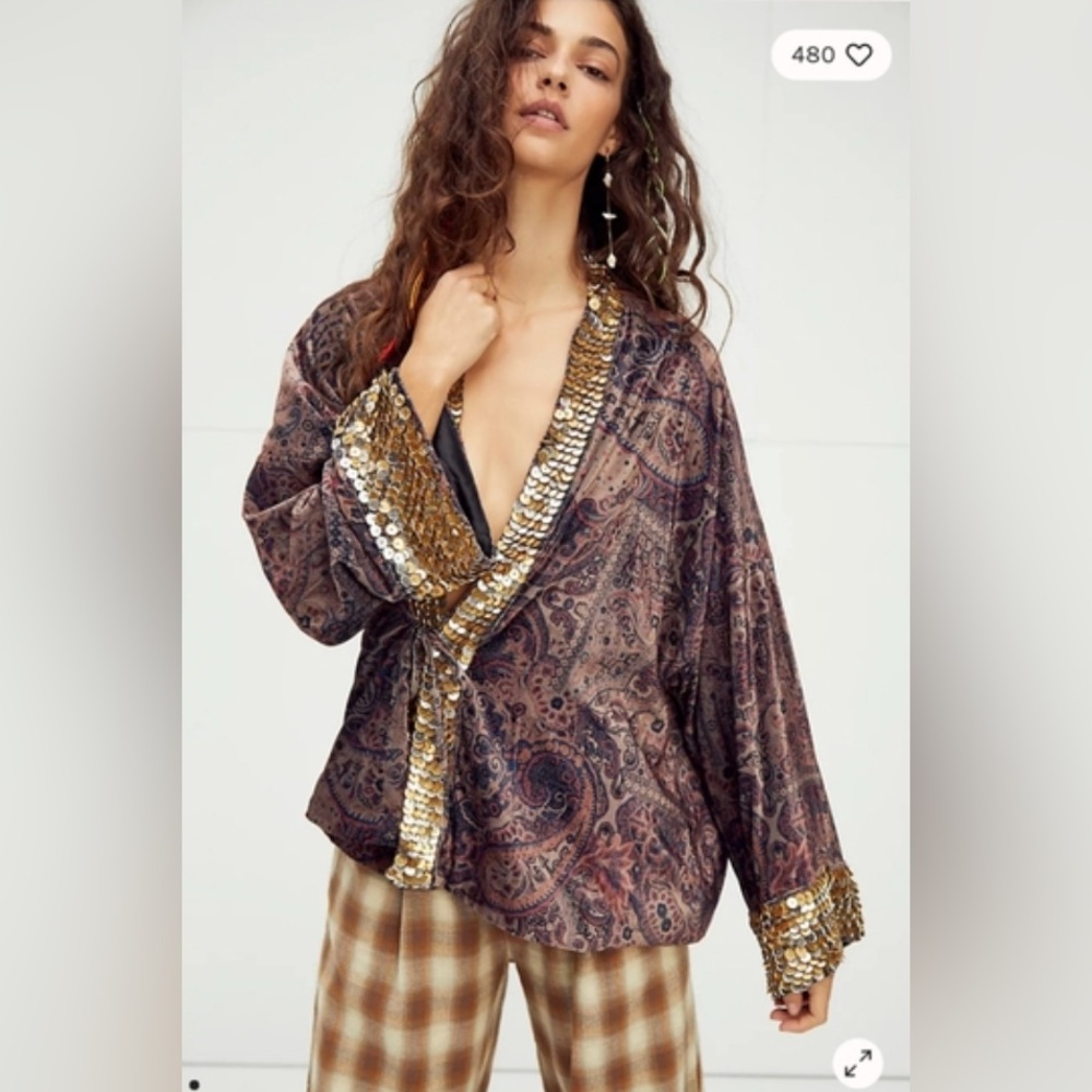 Free people Layla Embellished Kimono ~ Coachella festival